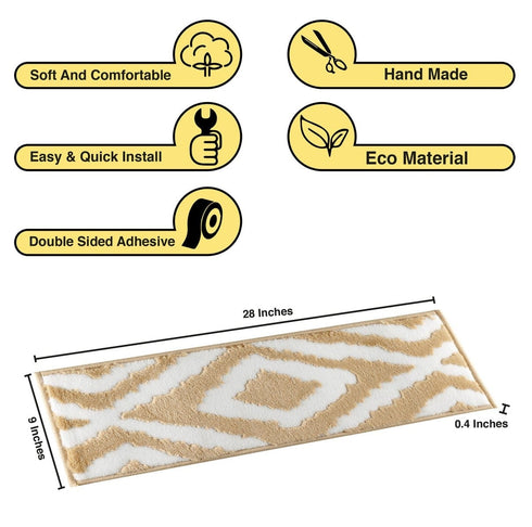 Meadow - Beige Turkish Premium Quality Stair Rugs  Low Pile Carpet Treads for Wooden Stairs